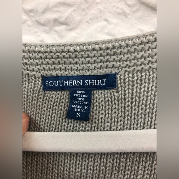 Southern Shirt Co. Relaxed Cotton Sweater Gray + Blue sz. Small - Picture 3 of 5